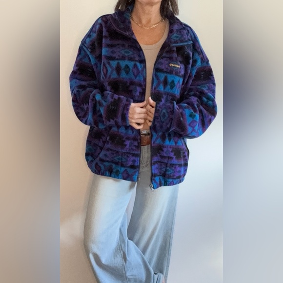 Vintage 90’s Dreimar Fleece Full-zip Jacket XL Southwestern Aztec Print - Picture 4 of 12